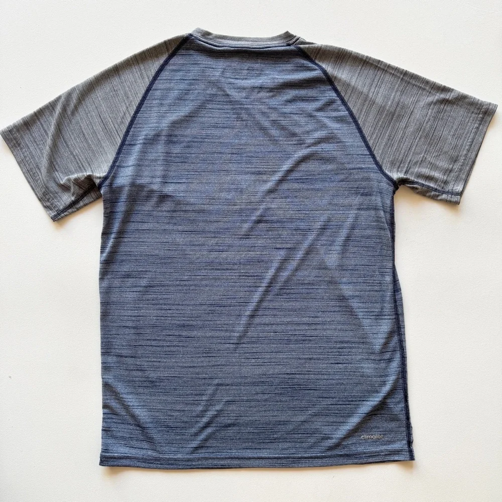 Adidas - Crew Neck Short Sleeve Two Tone Tee in Blue and Gray